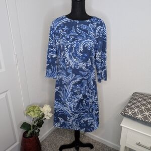 Blue Paisley Print Womens Dress